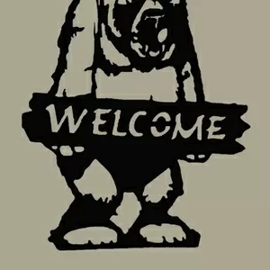 Декоративная табличка Медведь “ WELKOME” 750x560 mm