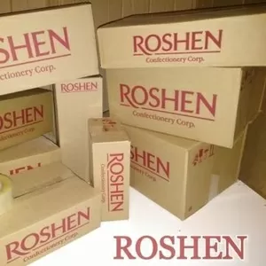 Коробки картонные с логотипом Рошен (Roshen). Разового использования.